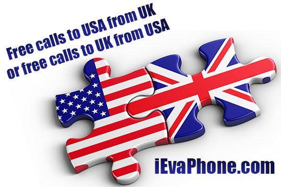 Free calls to USA from UK or free calls to UK from USA on iEvaPhone